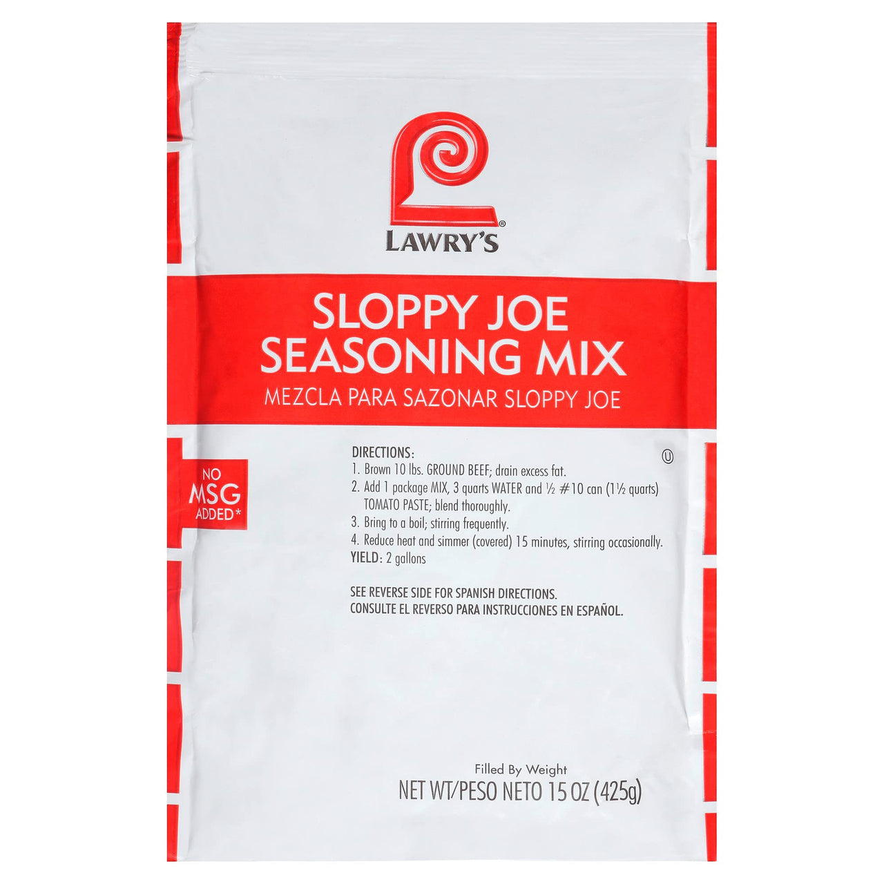 Lawry's  Sloppy Joe Seasoning Mix, 15 oz - One 15 Ounce Package of Sloppy Joes Mix, Made with Premium Blend of Spices, Perfect in Sloppy Joes or to Flavor Stuffed Peppers and More
