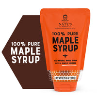 Nate's  100% Pure Maple Syrup - 10.75 oz Sustainable Pouch - 100% Real Maple Syrup with No Additives - All-Natural Topping for Waffles and Pancakes - Non-GMO Maple Syrup