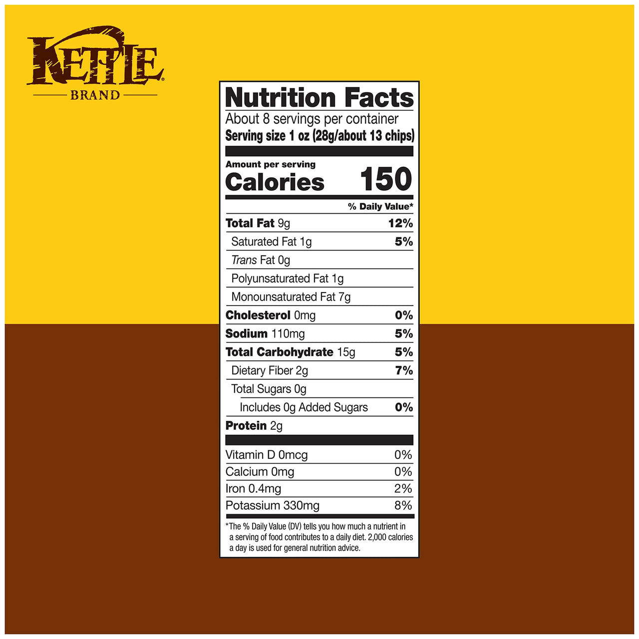 Kettle Brand Sea Salt Kettle Potato Chips, Gluten-Free, Non-GMO, 7.5 oz Bag