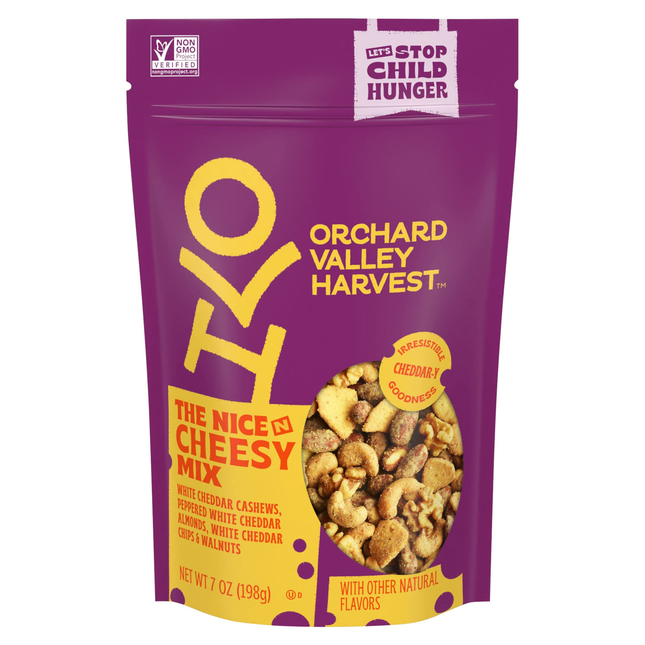 Orchard Valley Harvest Nice N Cheesy Mix, 1 Pack (7oz), White Cheddar Almonds, Cashews, Chips, Walnuts, Non-GMO, 6g Of Protein Per Serving