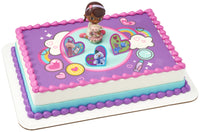 DecoSet Doc McStuffins Doc & Lambie Cake Toppers, 4-Piece Set with Doc and Lambie Figurines, Sharable Rings, Create Awesome Party Decorations for Cakes or Cupcakes