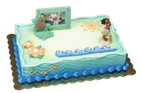 DecoSet Disney Moana Adventures in Oceania Cake Topper, 2-Piece Cake Decorations with Figurine and Photo Frame Featuring Moana and Pua