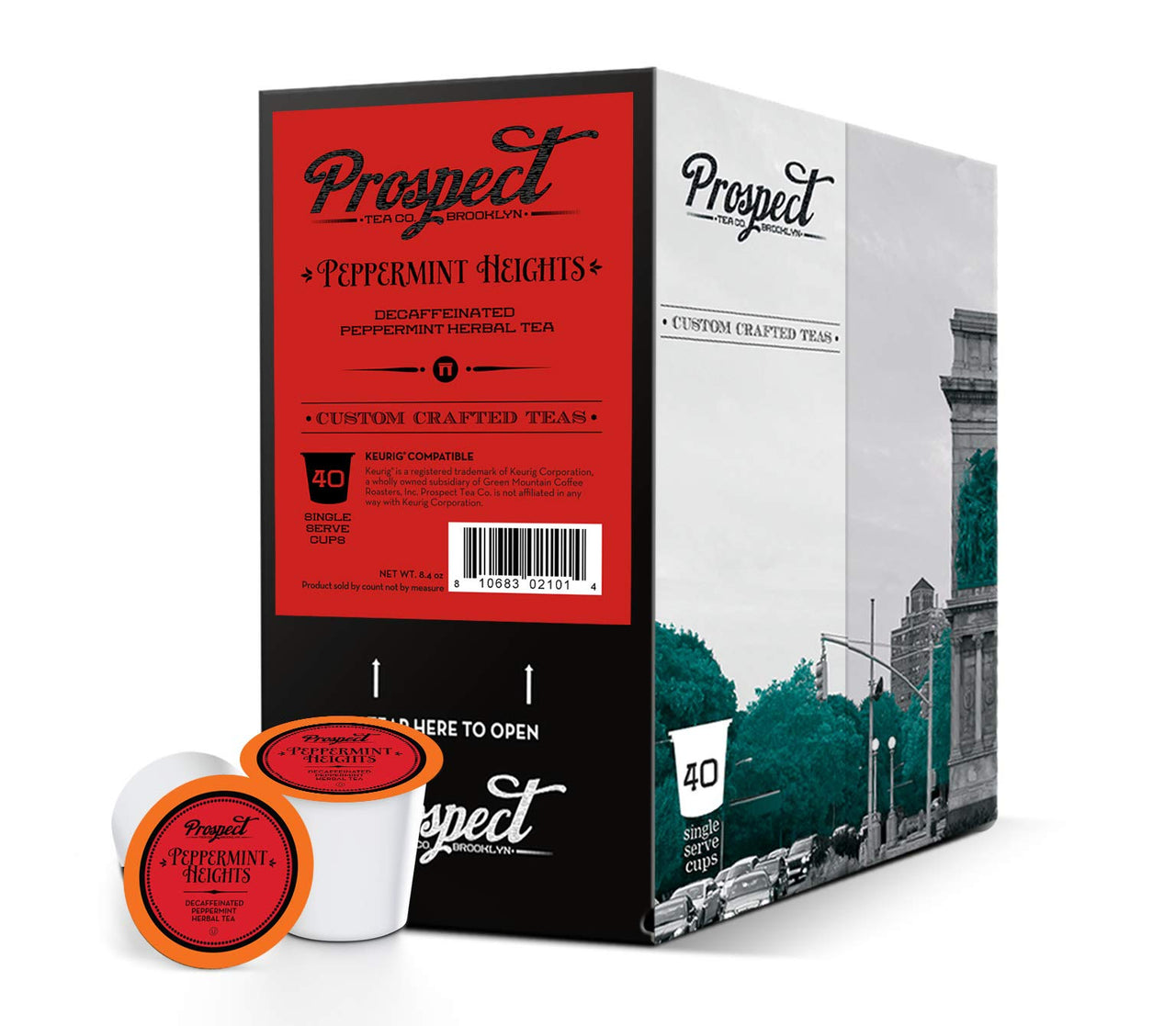 Prospect Tea Peppermint Heights Herbal Tea Pods Compatible with K Cup Brewers Including 2.0, 40 Count