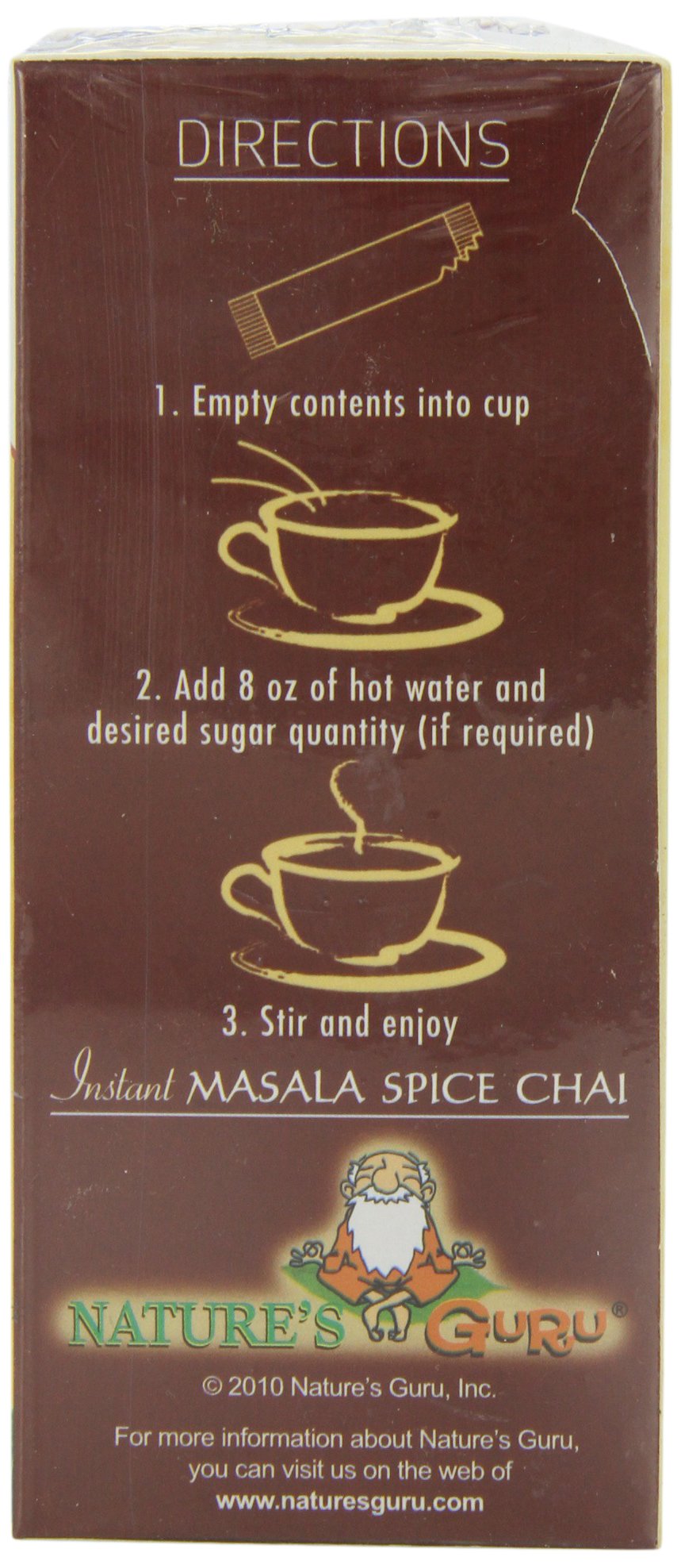 Nature's  Guru Instant Masala Spice Chai Tea Drink Mix Unsweetened 10 Count Single Serve On-the-Go Drink Packets, 5.64 Ounce (Pack of 1) (MCU_FBA)