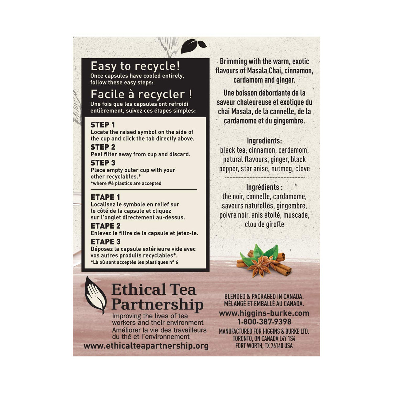 Higgins & Burke Chai Glow, Loose Leaf, Black Tea, Keurig K-Cup Brewer Compatible Pods, 24 Count