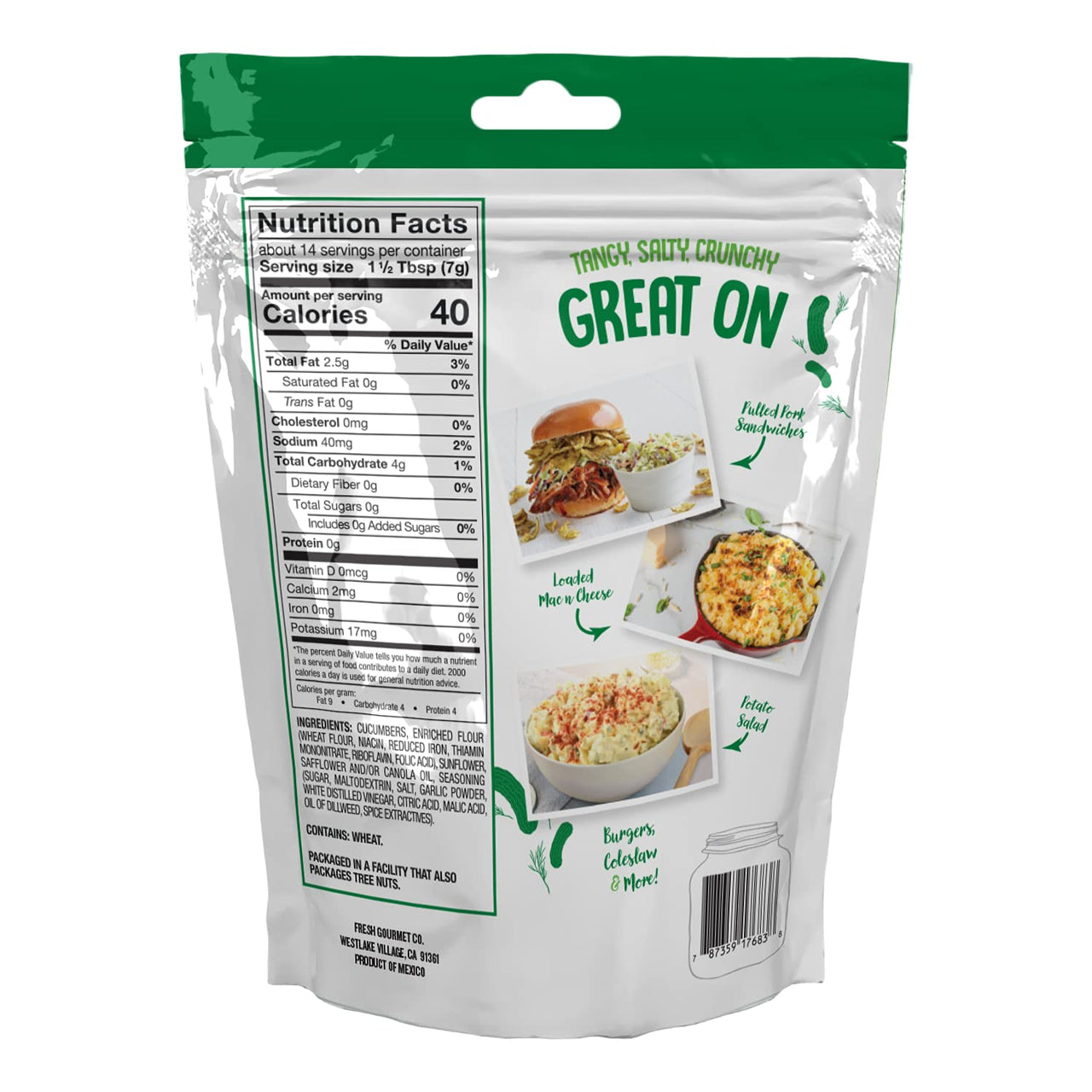 Fresh Gourmet Crispy Dillies Pickle Flavored Fried Cucumbers | 3.5 Ounce, Pack of 6 | Low Carb | Crunchy Snack and Sandwich Topper