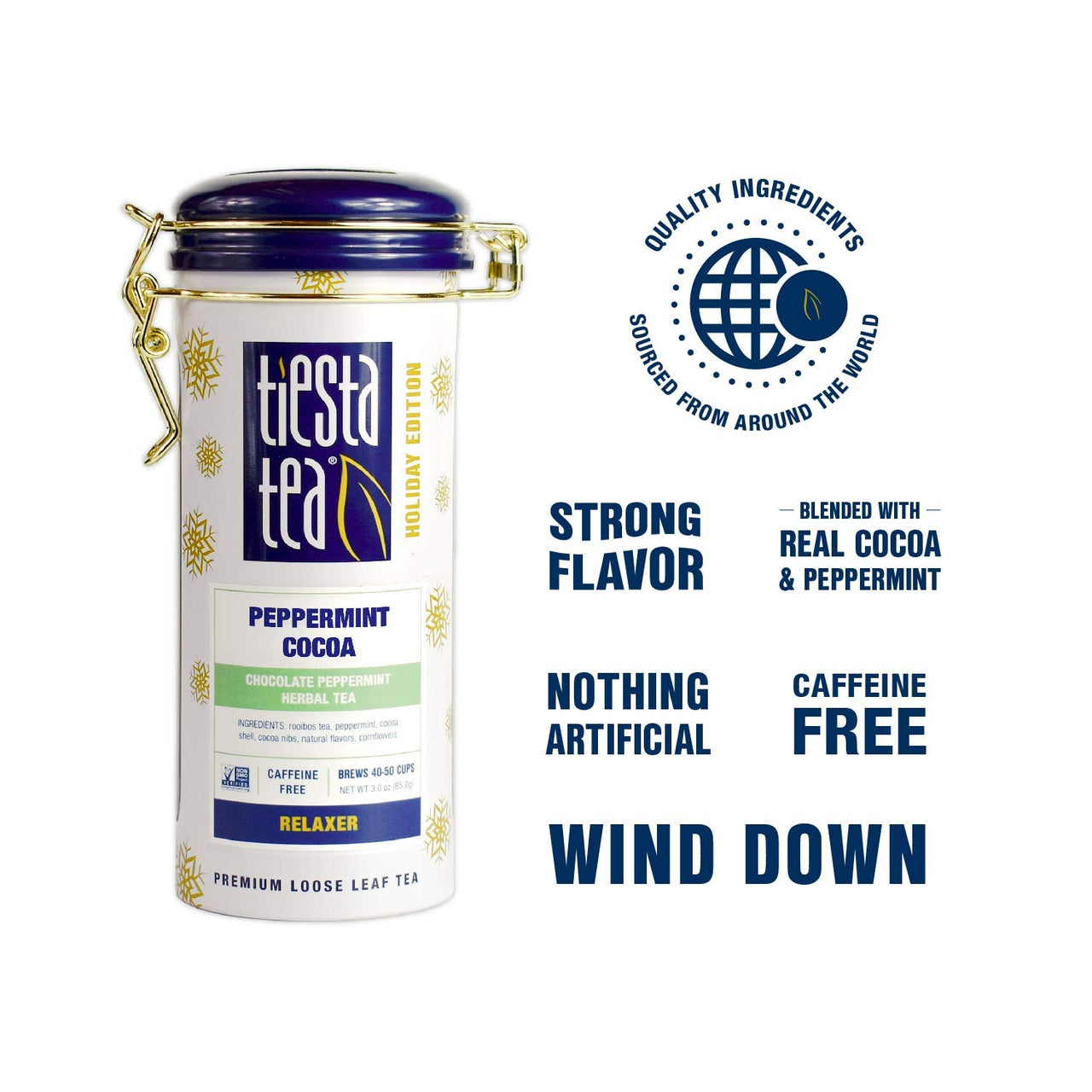 Tiesta Tea - Cozy Peppermint Cocoa, Loose Leaf Chocolate Peppermint Herbal Tea, No Caffeine, Hot & Ice Tea, 3 oz Tin - 50 Cups, Natural Flavors, Rooibos Herbal Tea Loose Leaf