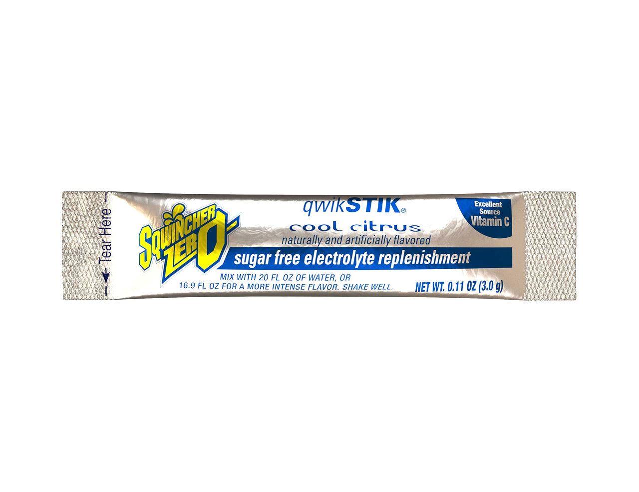 Sqwincher Zero Qwik Stik Sugar Free, Cool Citrus, .11 0z (Pack of 50)