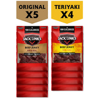 Jack Link's  Beef Jerky Variety Pack Great for Easter Basket Stuffers - Includes Original and Teriyaki Flavors, On the Go Snacks, 13g of Protein Per Serving, 9 Count of 1.25 Oz Bags