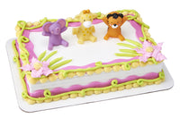 DecoSet Bath Toys Cake Topper, 3 Piece Safari Animal Cake Decorations for Birthdays and Parties, Tiger, Elephant, Giraffe, For Baby, Children, Birthday, Food Safe