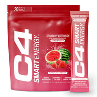 C4 Smart Energy Powder On-the-Go Stick Pack - Sugar Free Performance Fuel & Nootropic Brain Booster, Coffee Substitute or Alternative | Strawberry Watermelon - 20 Count