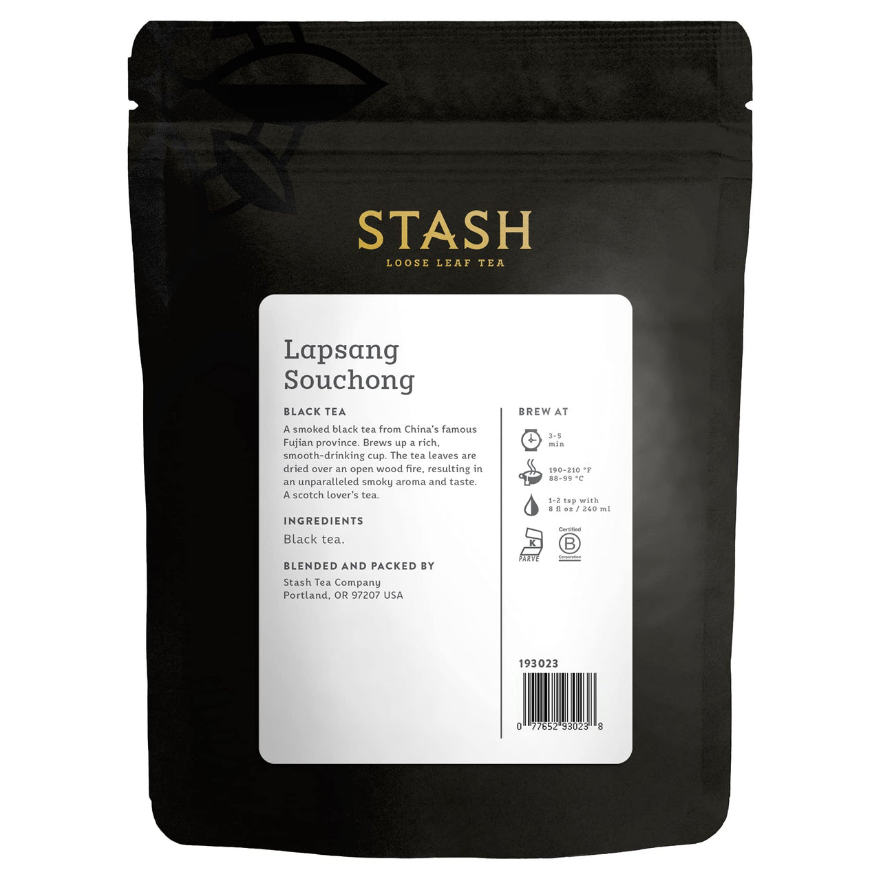 Stash Tea Lapsang Souchong Black Tea - Caffeinated, Non-GMO Project Verified Premium Tea with No Artificial Ingredients, Loose Leaf, 3.5 Oz Bag