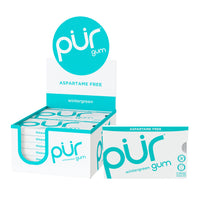PUR Gum | Sugar Free Chewing Gum | 100% Xylitol | Vegan, Aspartame Free, Gluten Free & Keto Friendly | Natural Wintergreen Flavored Gum, 9 Pieces (Pack of 12)