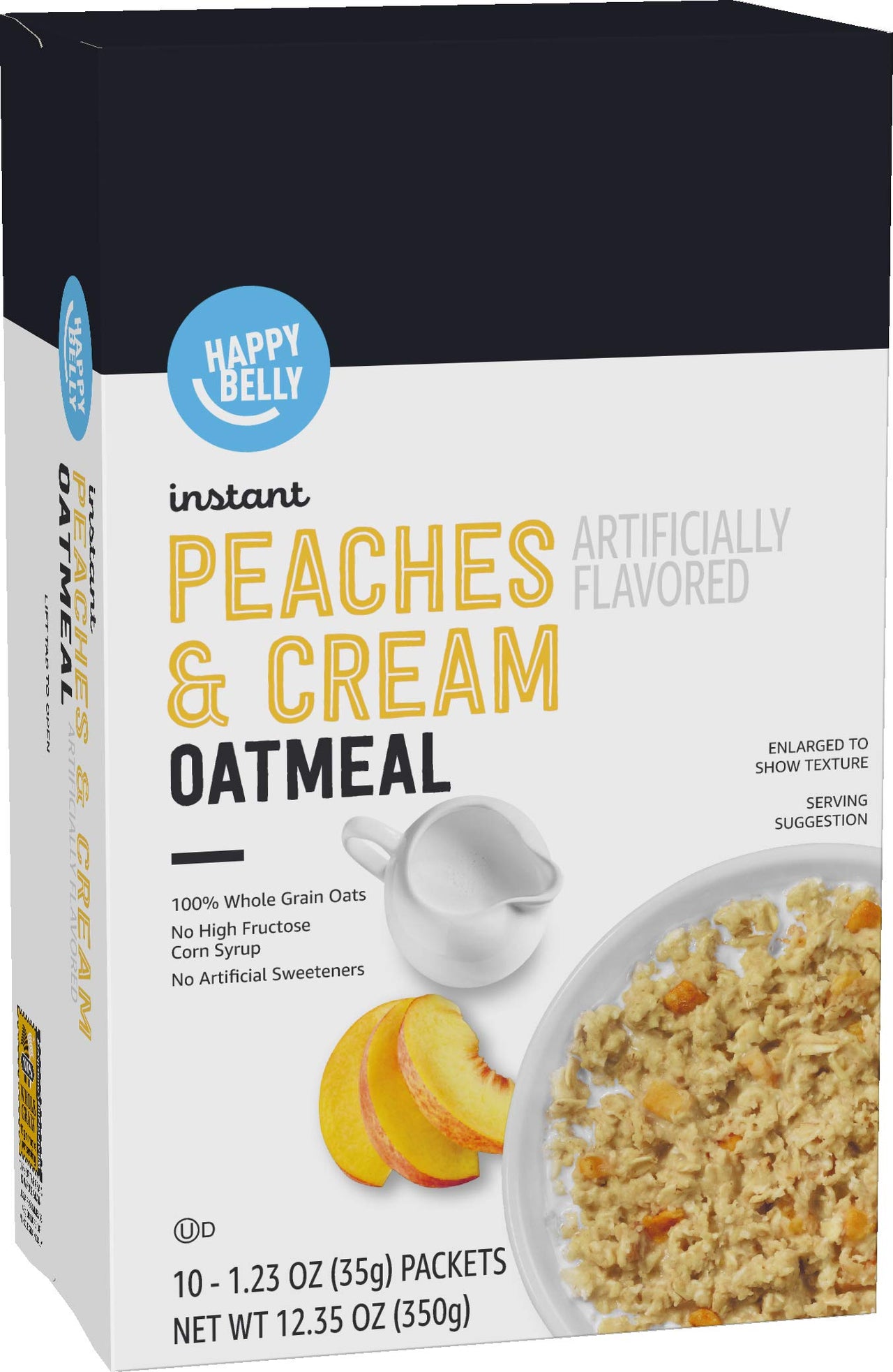 Happy Belly Instant Oatmeal, Peaches & Cream, 10 Count