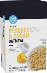 Happy Belly Instant Oatmeal, Peaches & Cream, 10 Count