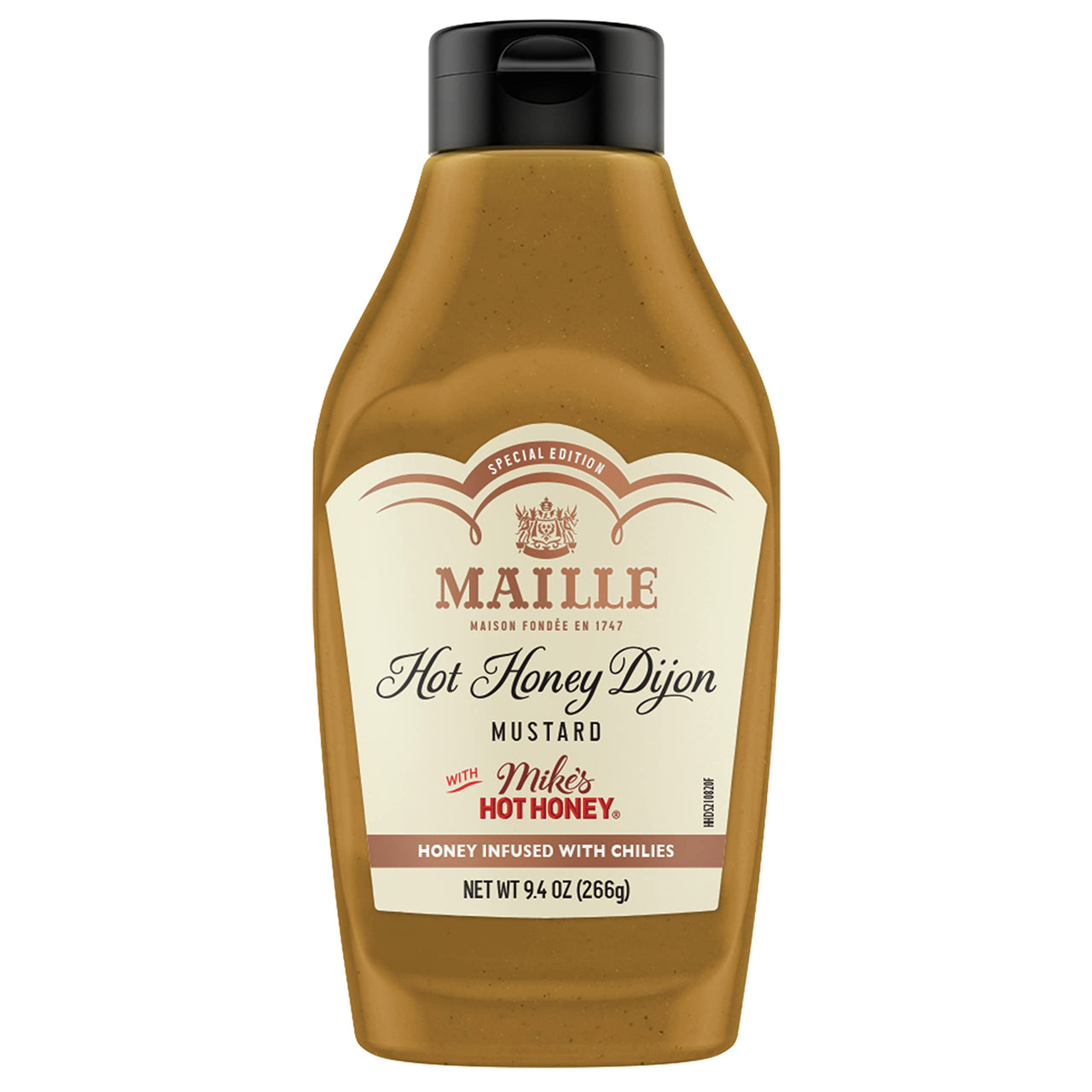 Maille x Mike's  Hot Honey Special Edition Savory-Sweet Condiment with a Spicy Kick Hot Honey Dijon Mustard Gluten-Free, Shelf-Stable 9.4oz