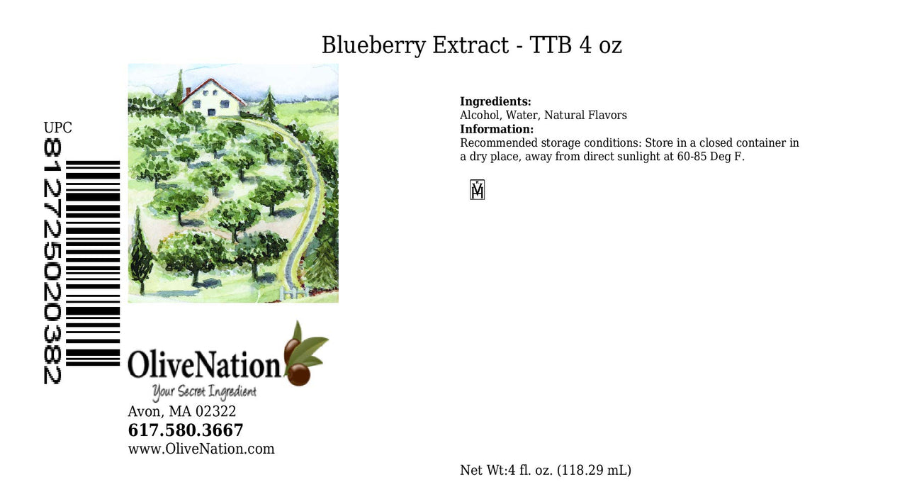 OliveNation Blueberry Extract for Brewing and Baking, TTB-Approved Natural Flavoring for Baked Goods, Beverages, Non-GMO, Gluten-Free, Kosher, Vegan - 4 ounces