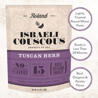 Roland Foods Tuscan Herb Israeli Couscous, Sourced in the USA, 6.3-Ounce Pouch