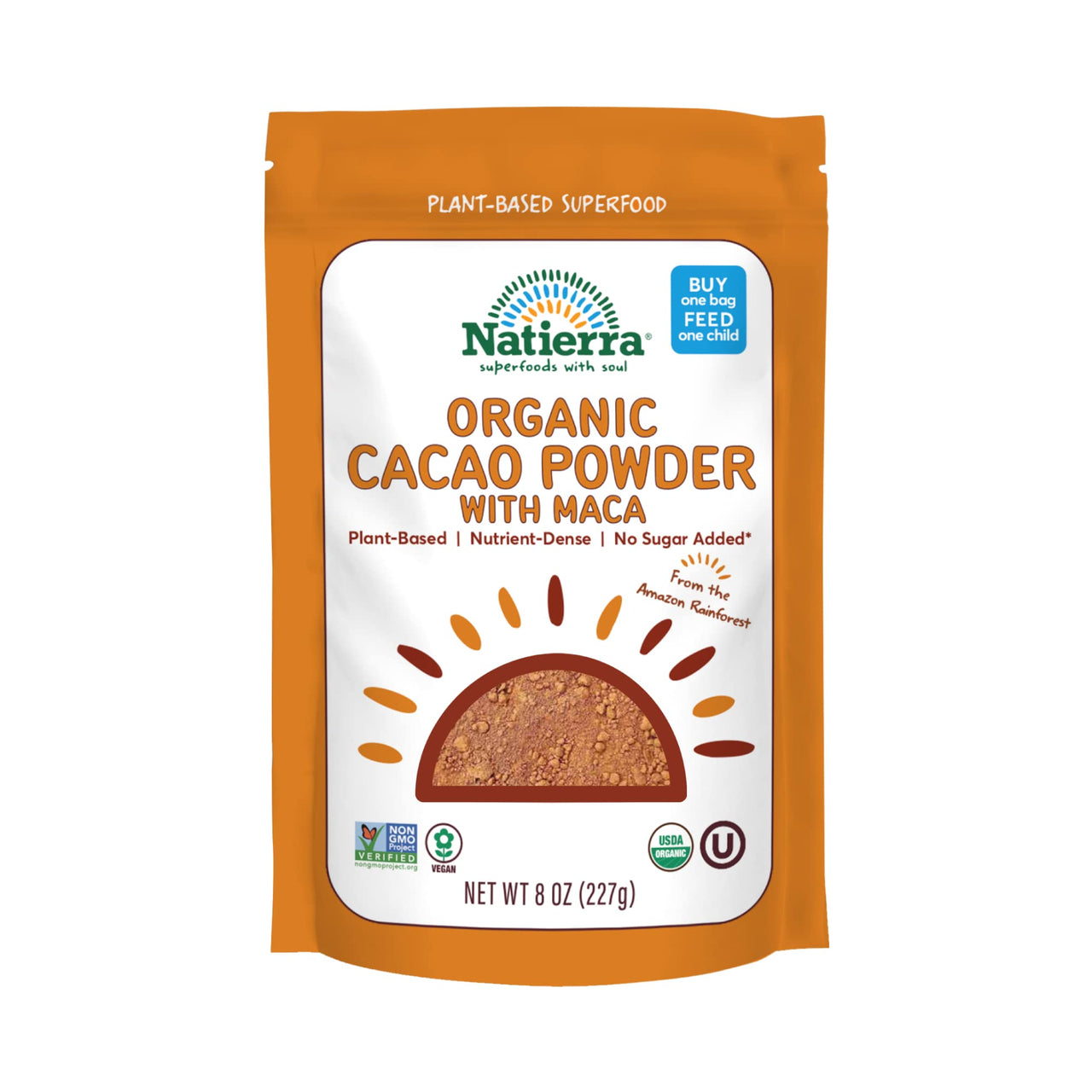 NATIERRA HimalaniaOrganic Cacao Powder with Maca Pouch | Non-GMO & Vegan | 8 Ounce
