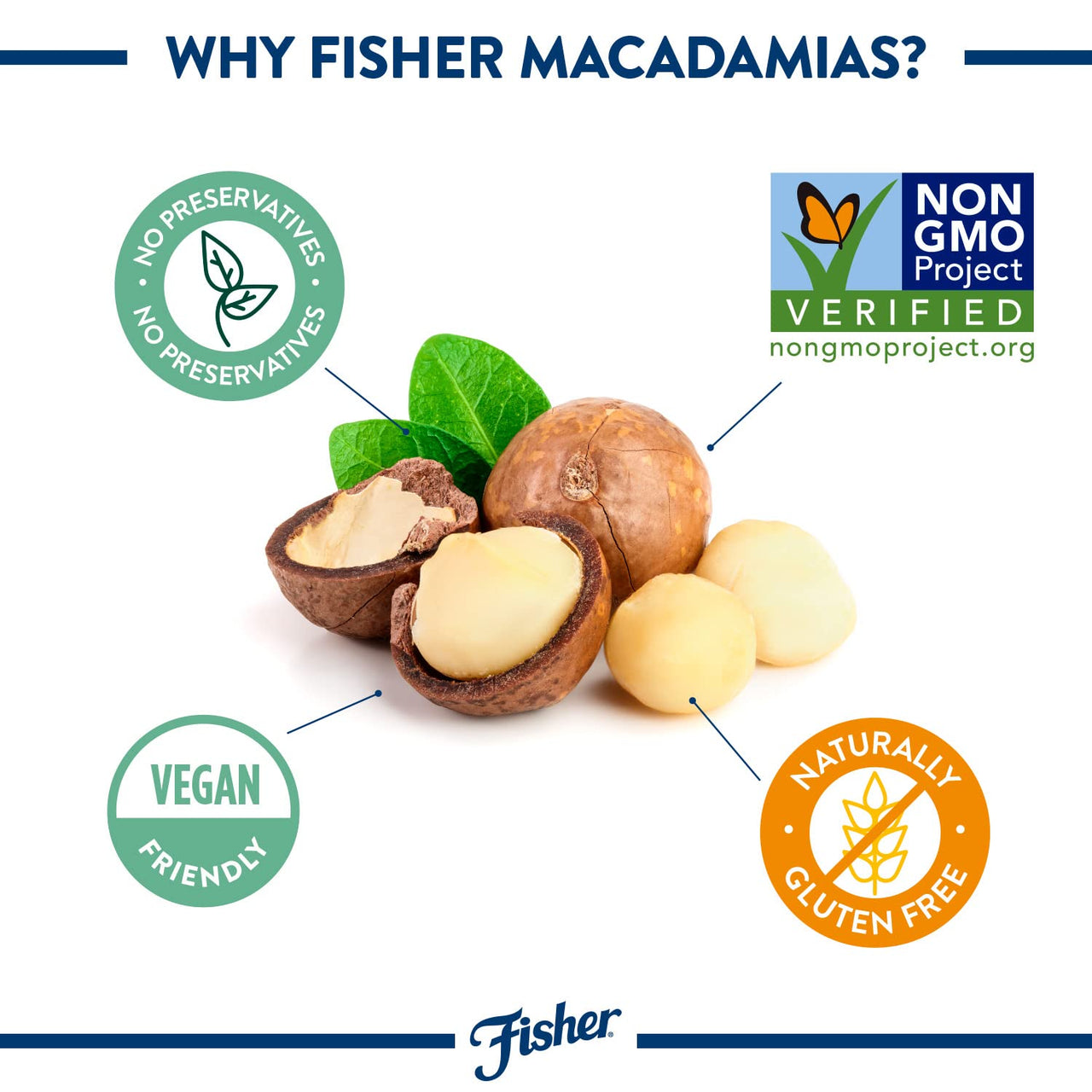 Fisher Macadamias Chopped Unsalted Culinary One-Cup 4.44 oz, Naturally Gluten Free, No Preservatives, Non-GMO, Keto, Paleo, Vegan Friendly