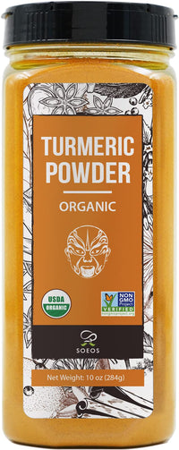 Soeos Organic Turmeric Powder 10oz (284g), Non-GMO Verified, Natural Curcumin, Lab Tested for Purity, Sealed Package To Keep Turmeric Fresh