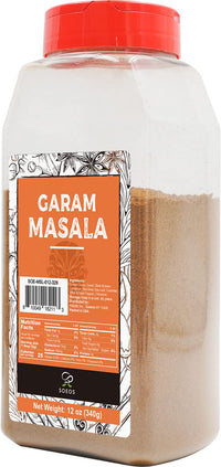 Soeos Garam Masala, garam masala powder, Indian 10-Spice Blend, All Natural Blend, Salt-Free, Vegan, No Colors, Gluten Friendly, Non-GMO, Authentic Indian Food Spices, Masala Seasoning, Garam Masala Bulk, 12oz.
