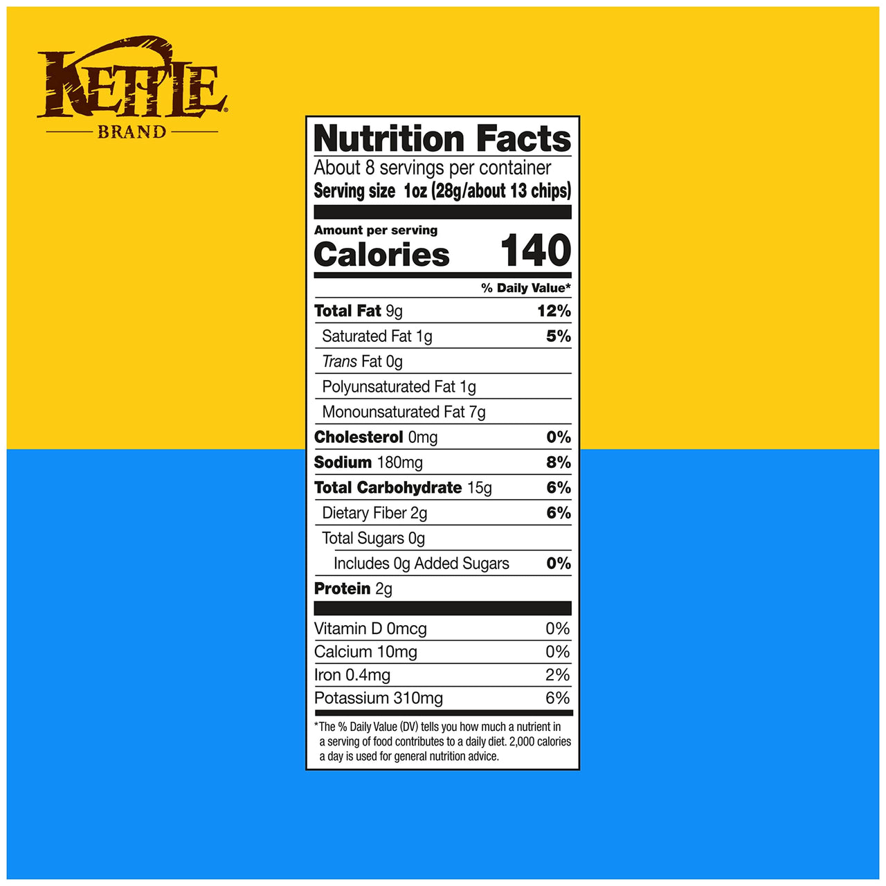Kettle Brand Sea Salt and Vinegar Kettle Potato Chips, Gluten-Free, Non-GMO, 7.5 oz Bag