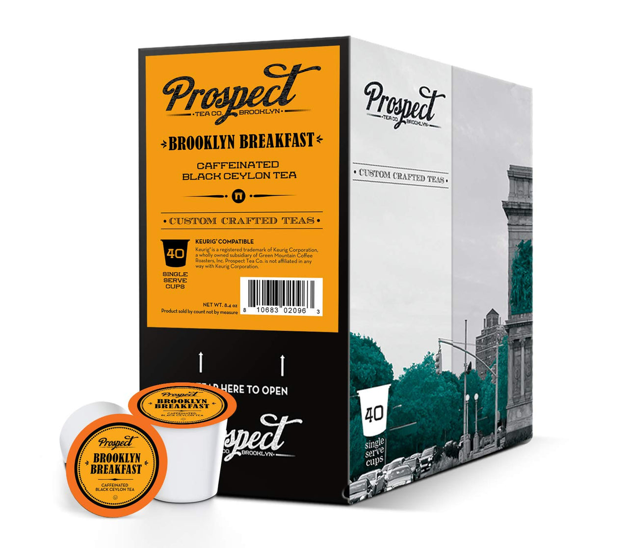 Prospect Tea Black Ceylon Tea Pods Compatible with K Cup Brewers Including 2.0, Brooklynbreakfast, 40 count