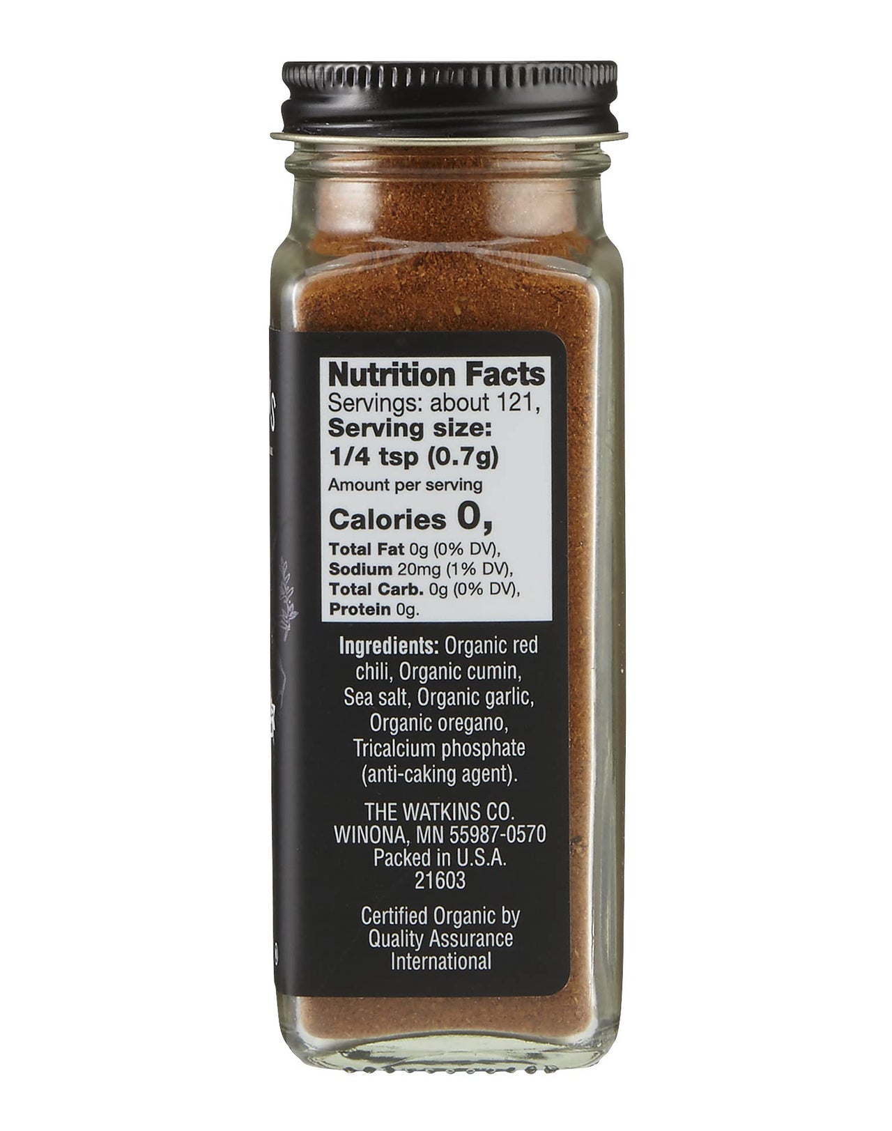 Watkins Gourmet Organic Spice Jar, Chili Powder, 2.9 Ounce