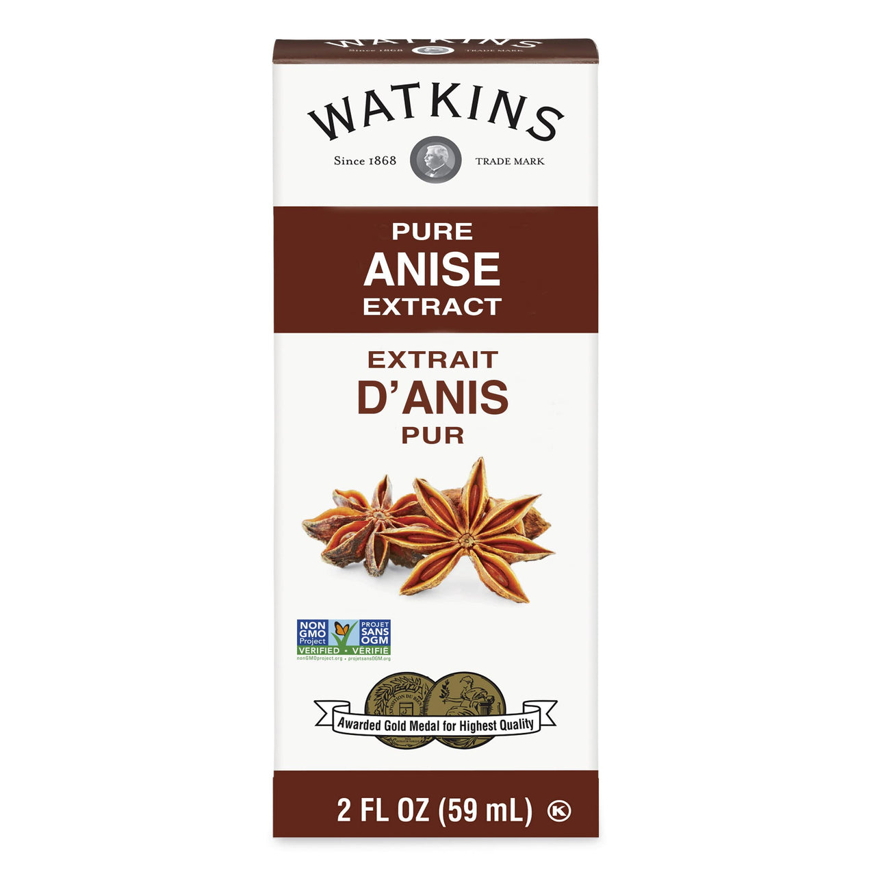 Watkins Pure Anise Extract, Non-GMO, Kosher, 2 oz. Bottle, 1-Pack