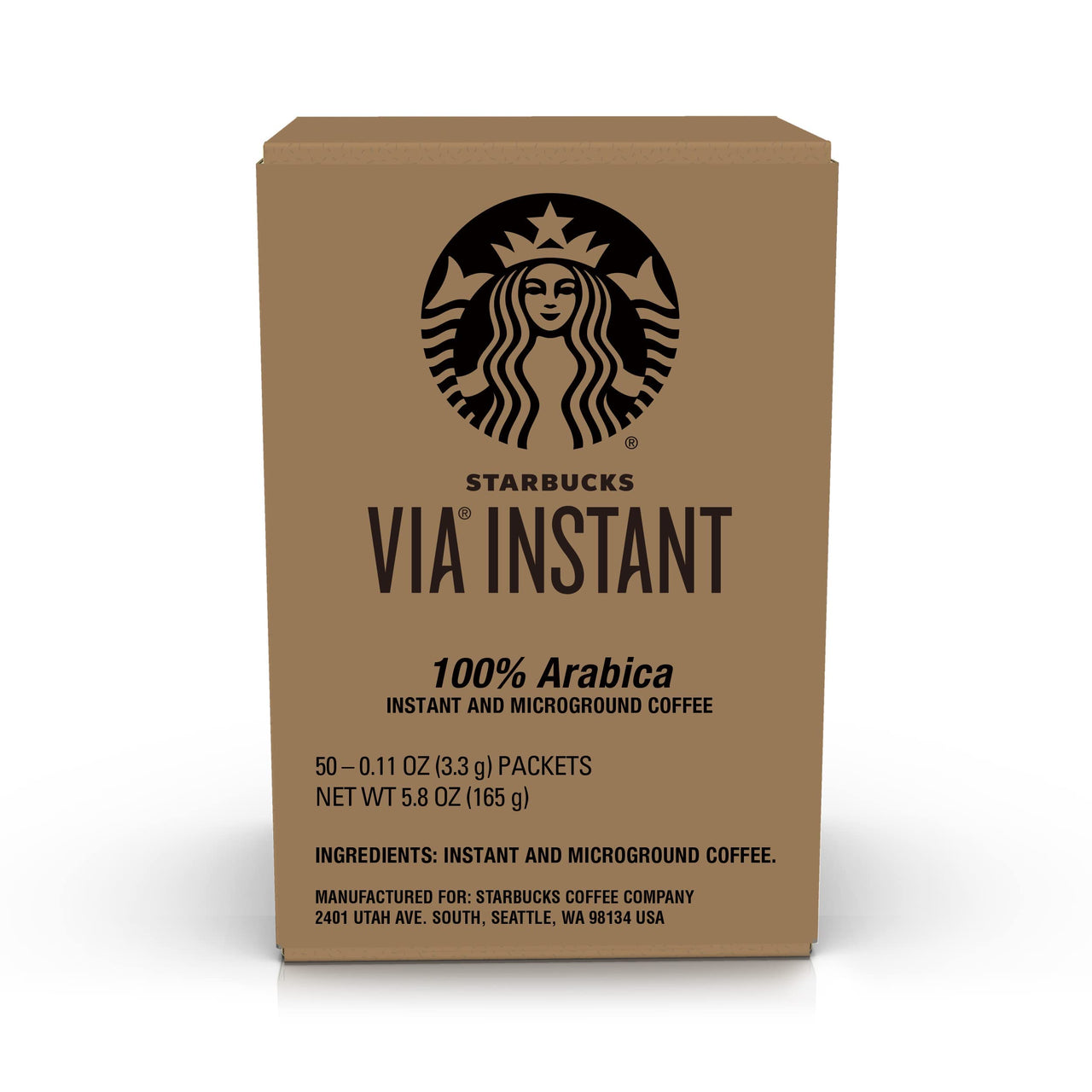 Starbucks VIA Instant CoffeeDark Roast CoffeeFrench Roast100% Arabica1 box (50 packets)