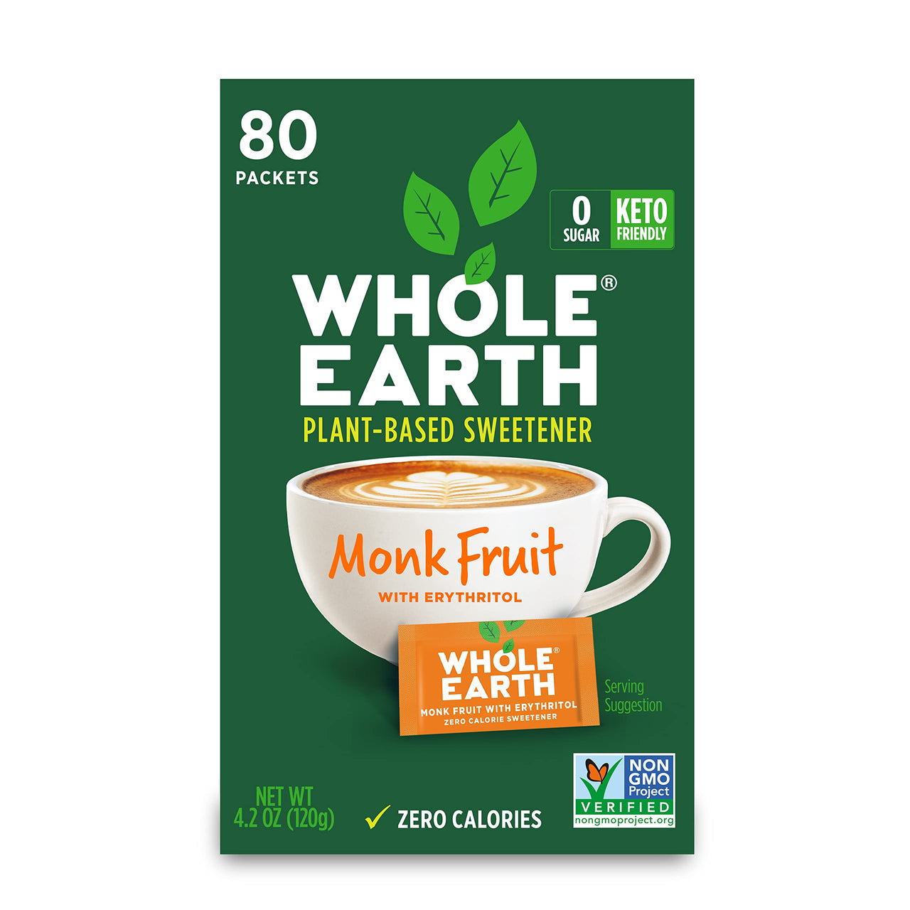 Whole Earth Sweetner Monk Fruit 80ct Packets