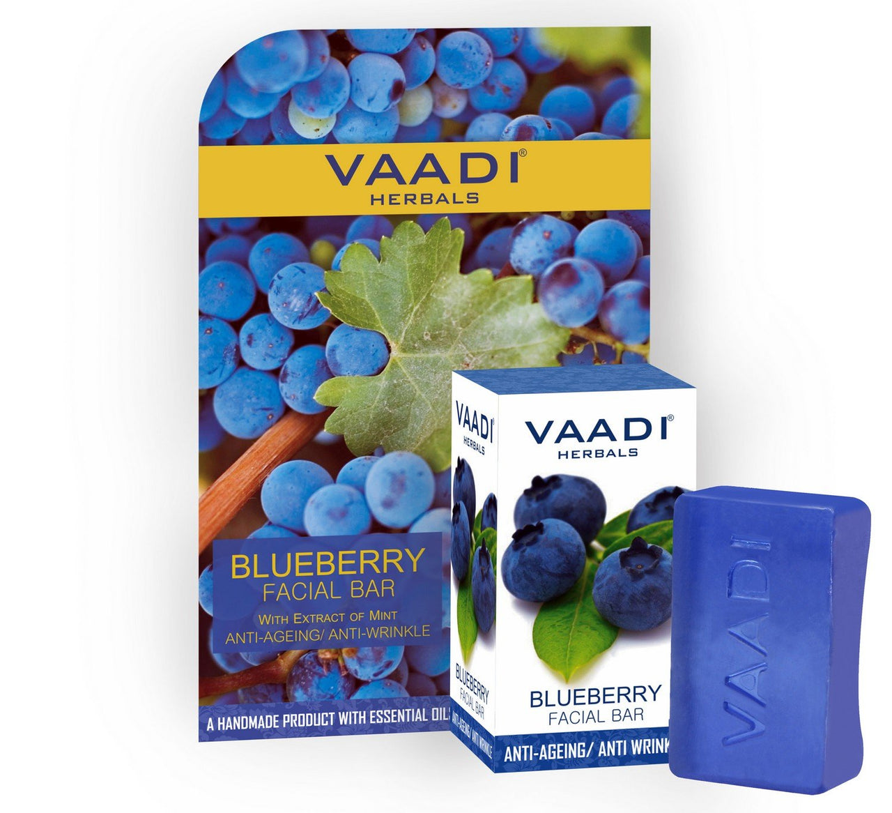 Vaadi Herbals Blueberry Facial Bar with Extract of Mint, 25g