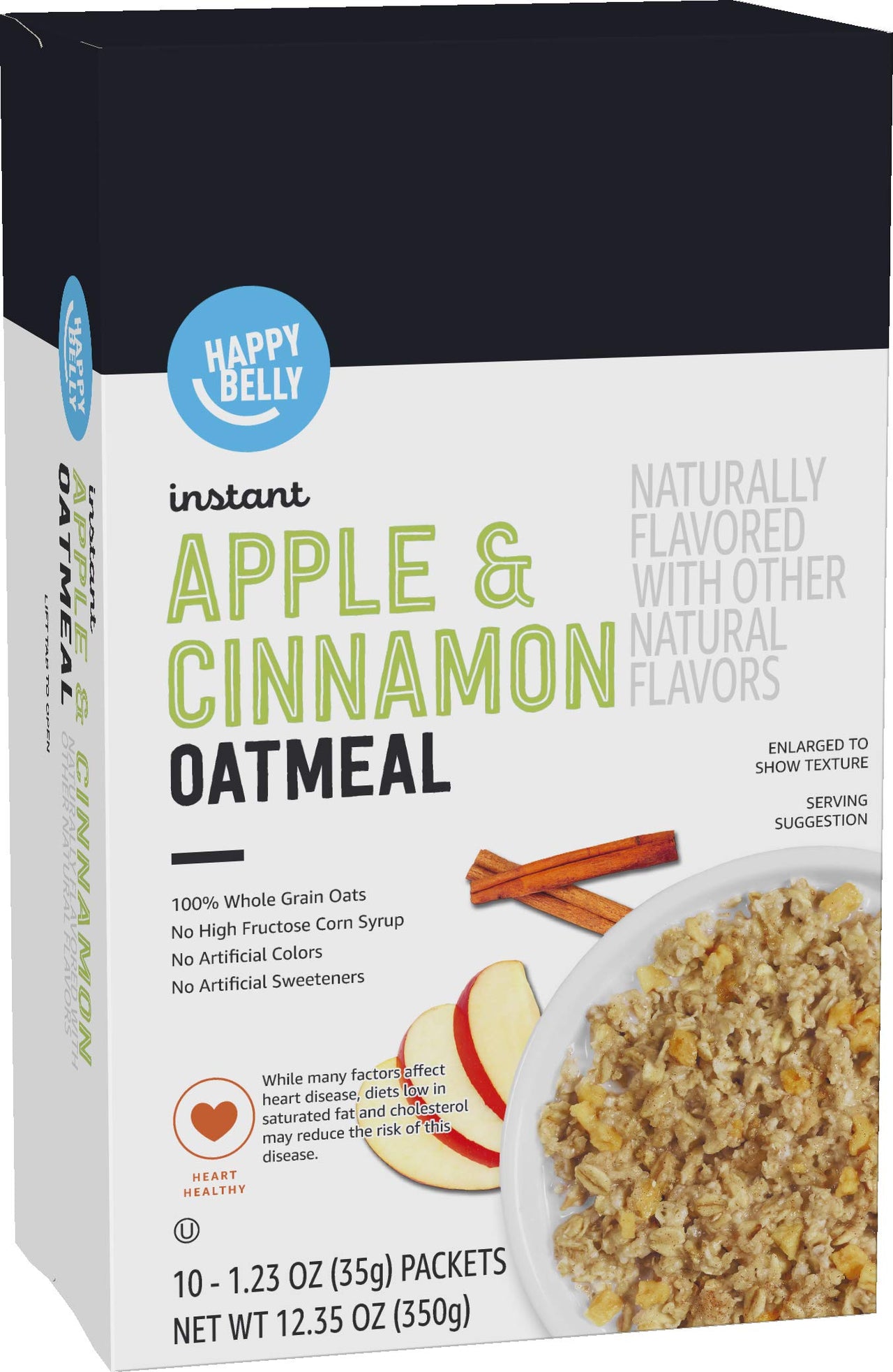 Happy Belly Instant Oatmeal, Apples & Cinnamon, 10 Count