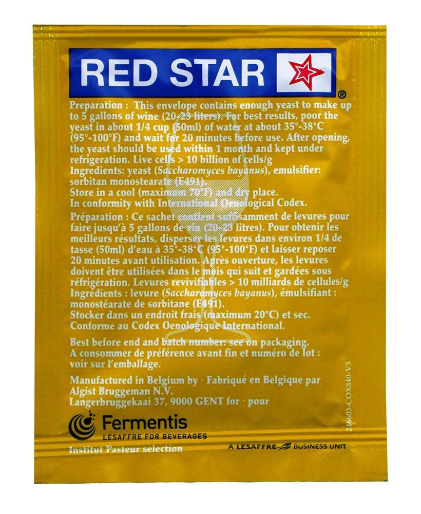 Red Star Premier Blanc Wine Yeast, 5 g, (Pack of 11)