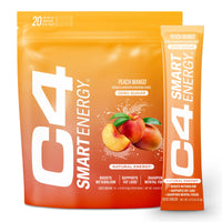 C4 Smart Energy Powder On-the-Go Stick Pack - Sugar Free Performance Fuel & Nootropic Brain Booster, Coffee Substitute or Alternative | Peach Mango - 20 Count