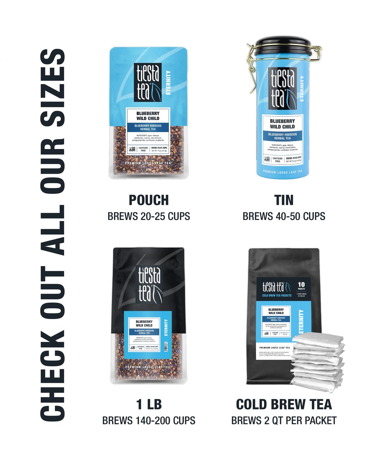 Tiesta Tea - Blueberry Wild Child, Loose Leaf Blueberry Hibiscus Herbal Tea, Non-Caffeinated, Hot & Iced Tea, 1.8 oz Pouch 20-25 Cups, Natural Flavors, Herbal Tea Loose Leaf Blend