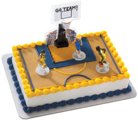DecoSet Basketball All Net Cake Topper, 5-Piece Cake Decoration Set, Birthday Decorations with 3 Figurines and Backboard, For All Size and Shape Celebration, Birthday or End of Season Cake