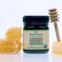 Wedderspoon Raw Organic Manuka Honey KFactor 16+, 8.8 Oz, Unpasteurized, Genuine New Zealand Honey, Multi-Functional, Non-GMO Superfood, Organic Kfactor, Traceable from Our Hives to Your Home