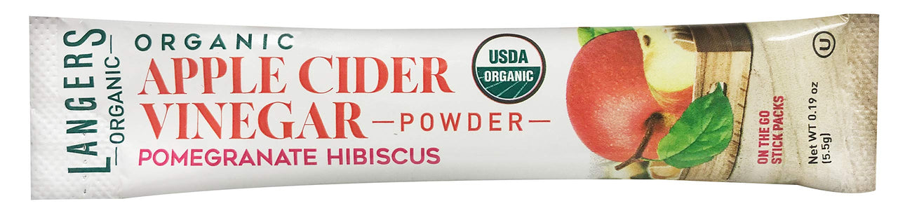 Langer's  Organic Apple Cider Vinegar Powder Sticks, Pomegranate Hibiscus, Pack Of 10, 1 Ounce (Pack of 1)
