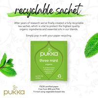 Pukka Organic Tea Bags, Three Mint Herbal Tea, Perfect for Cooling Refresh, 20 Count (Pack of 6) 120 Tea Bags