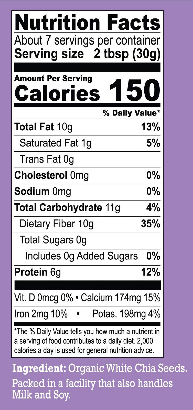 NATIERRAHimalania Organic White Chia Seeds | Non-GMO & Vegan | 7 Ounce