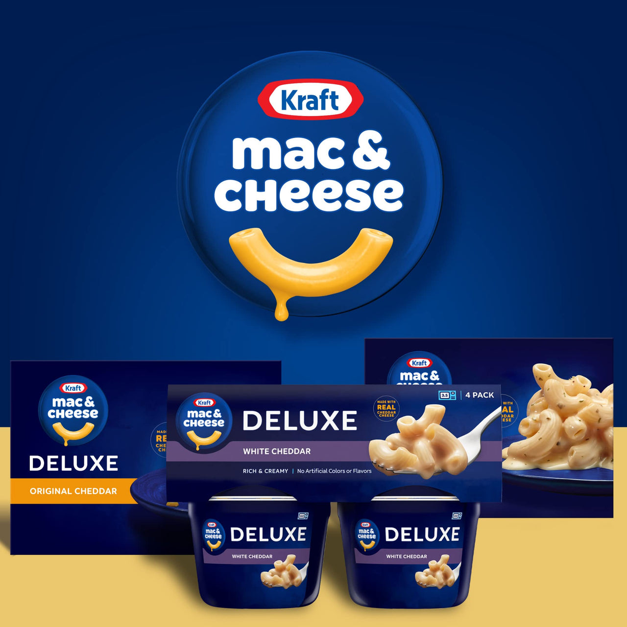 Kraft Deluxe Easy Mac White Cheddar Macaroni and Cheese (4 Microwaveable Cups)