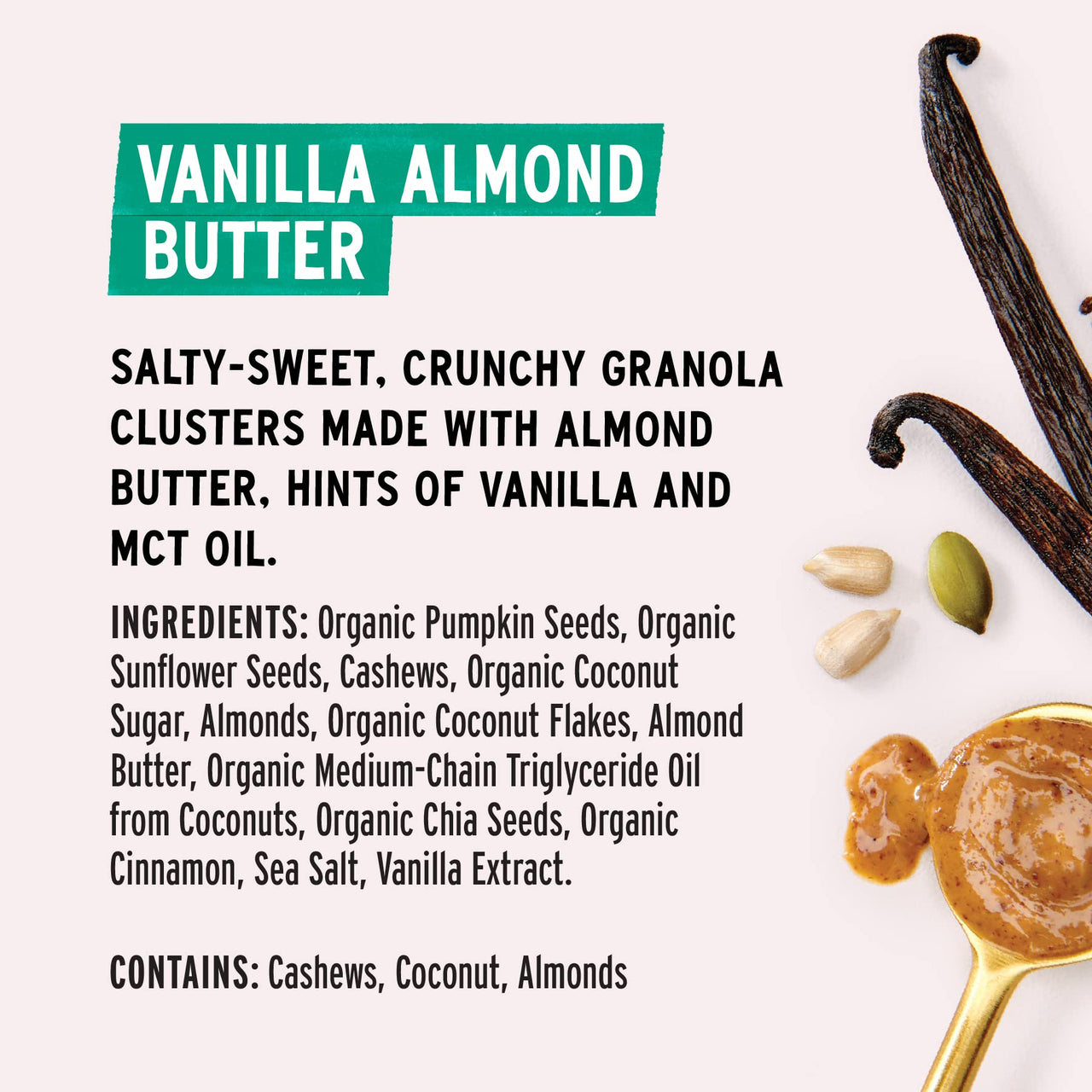 purely elizabeth Granola Vanilla Almond Butter MCT Grain Free, 8 Ounce