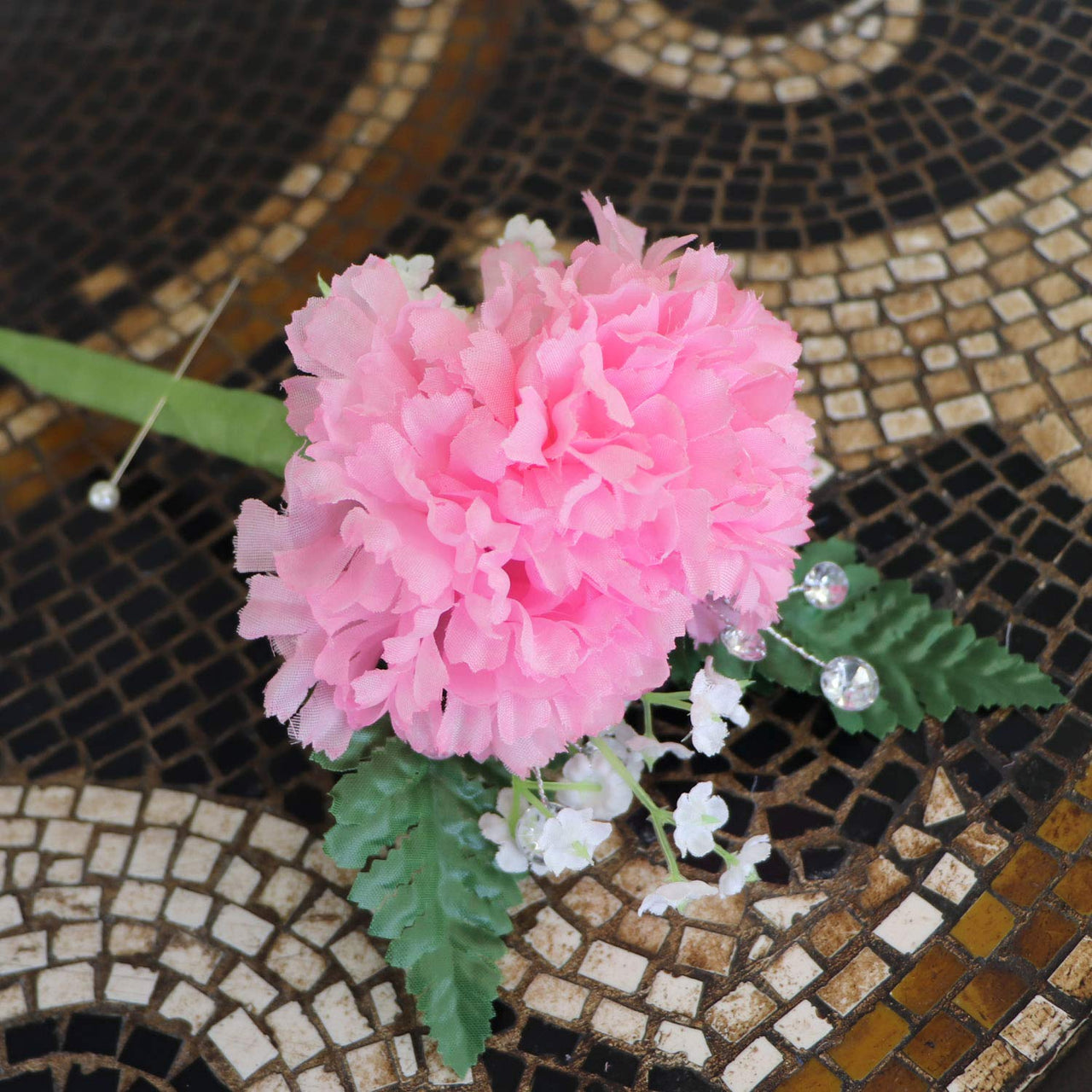 Larksilk Pink Silk Carnation Picks, Artificial Flowers for Weddings, Decorations, DIY Decor, 50 Count Bulk, 3.5" Carnation Heads with 5" Stems