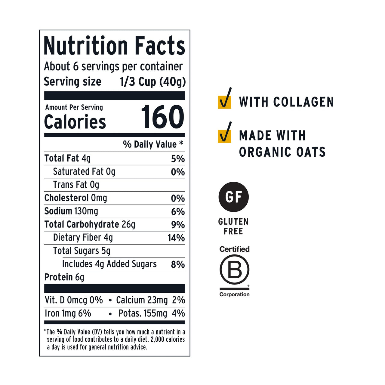 purely elizabeth Oat Pouch Collagen Vanilla Pecan, 8 Ounce