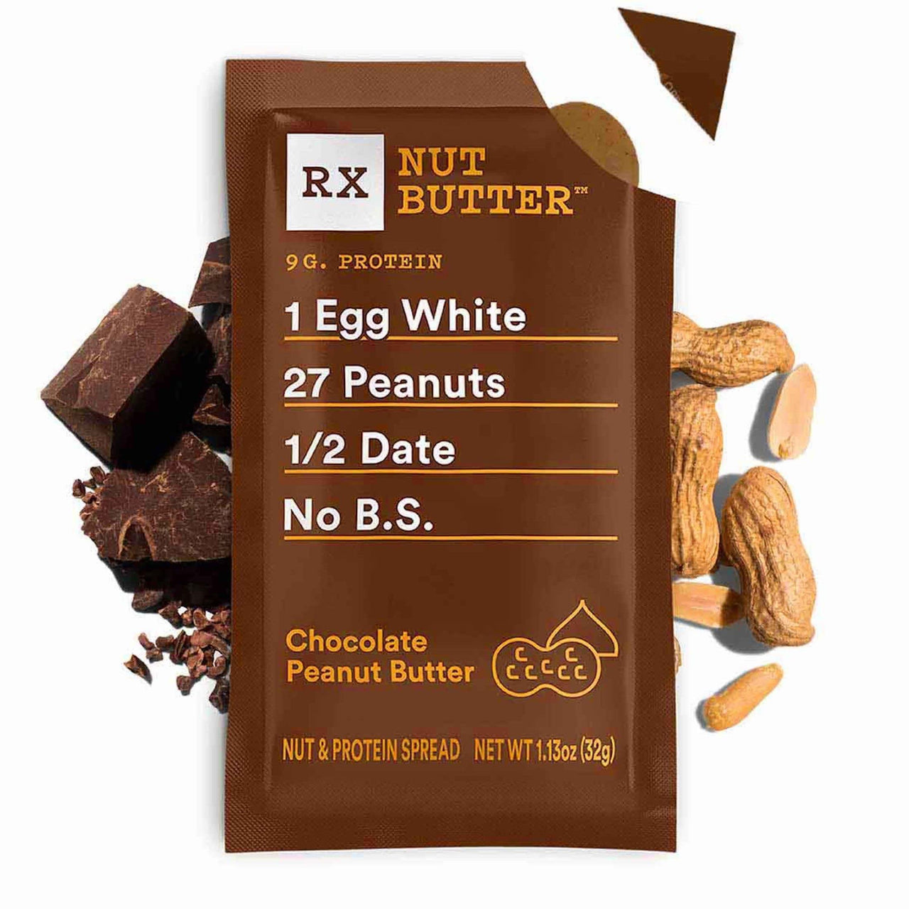 RX Nut Butter Peanut Butter, Chocolate, Delicious Flavor, 11.3Oz Box (10 Count)