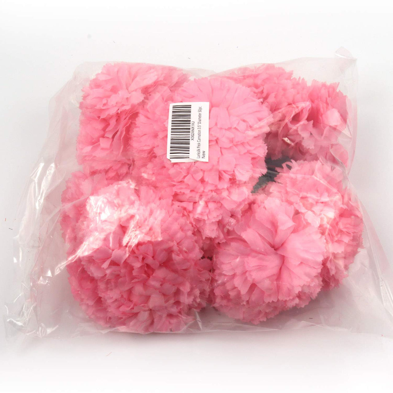 Larksilk Pink Silk Carnation Picks, Artificial Flowers for Weddings, Decorations, DIY Decor, 50 Count Bulk, 3.5" Carnation Heads with 5" Stems