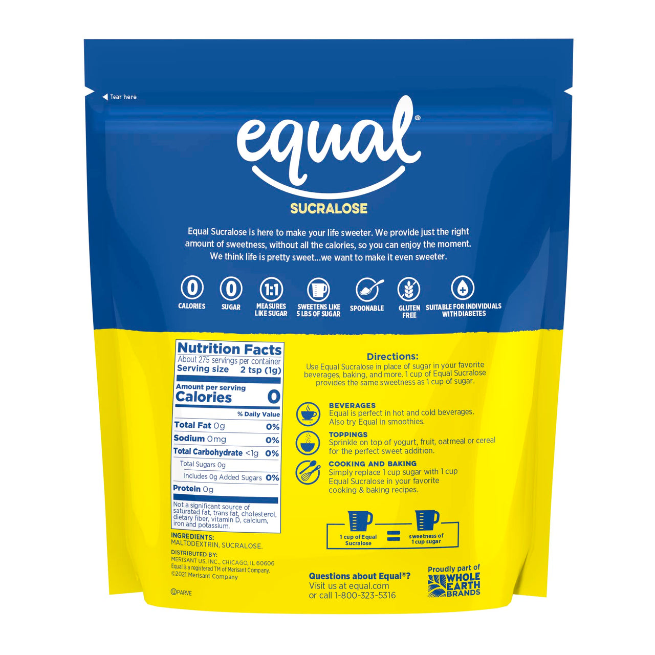 EQUAL Zero Calorie Sucralose Blend 9.7oz Bag