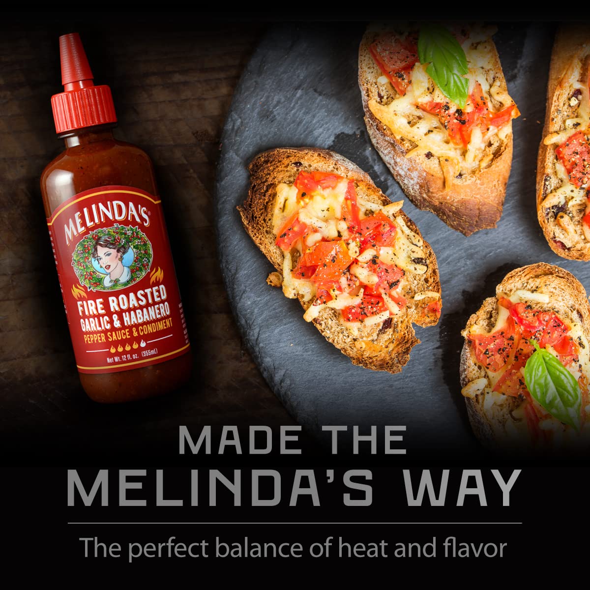 Melindas Fire Roasted Garlic & Habanero Hot Sauce - Craft Hot Sauce with Slow Roasted Garlic, Roasted Habanero Peppers, Lime Juice - Richy & Smoky Habanero Hot Sauce 12oz, 1 Pack